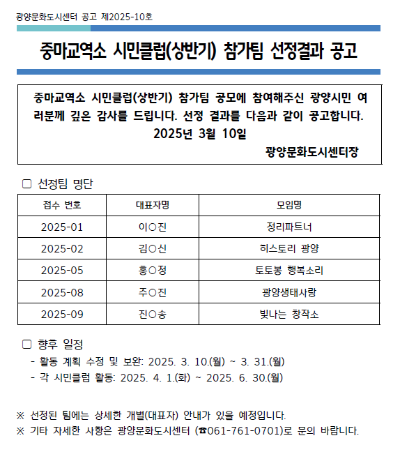 중마교역소 시민클럽(상반기) 참가팀 선정결과 공고.PNG